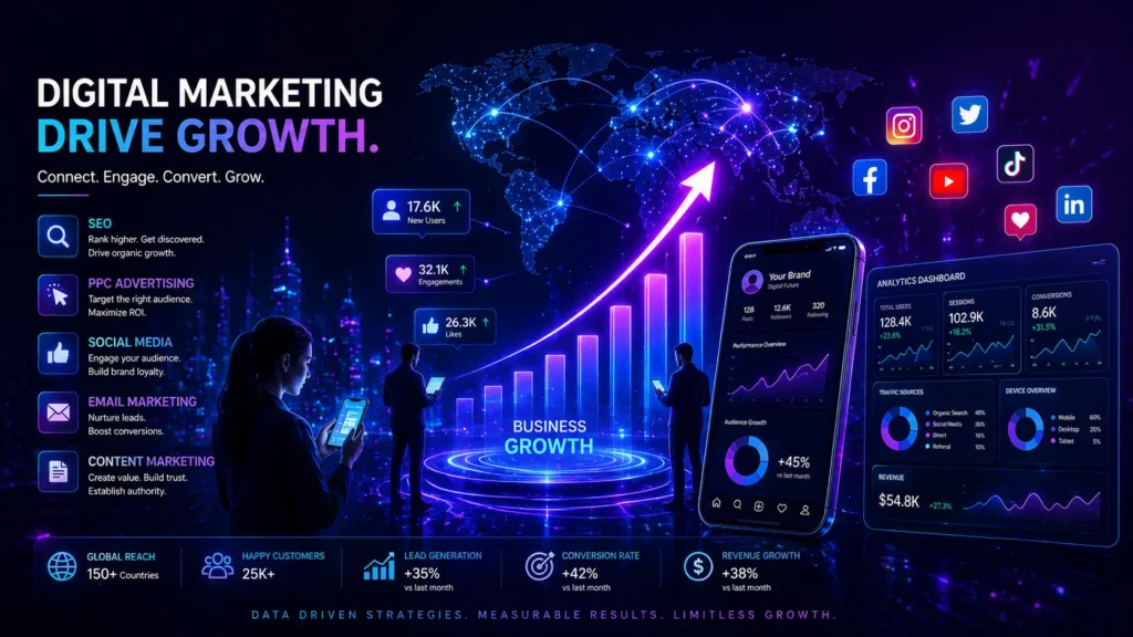 Importance of digital marketing in the modern era with growth analytics and social media